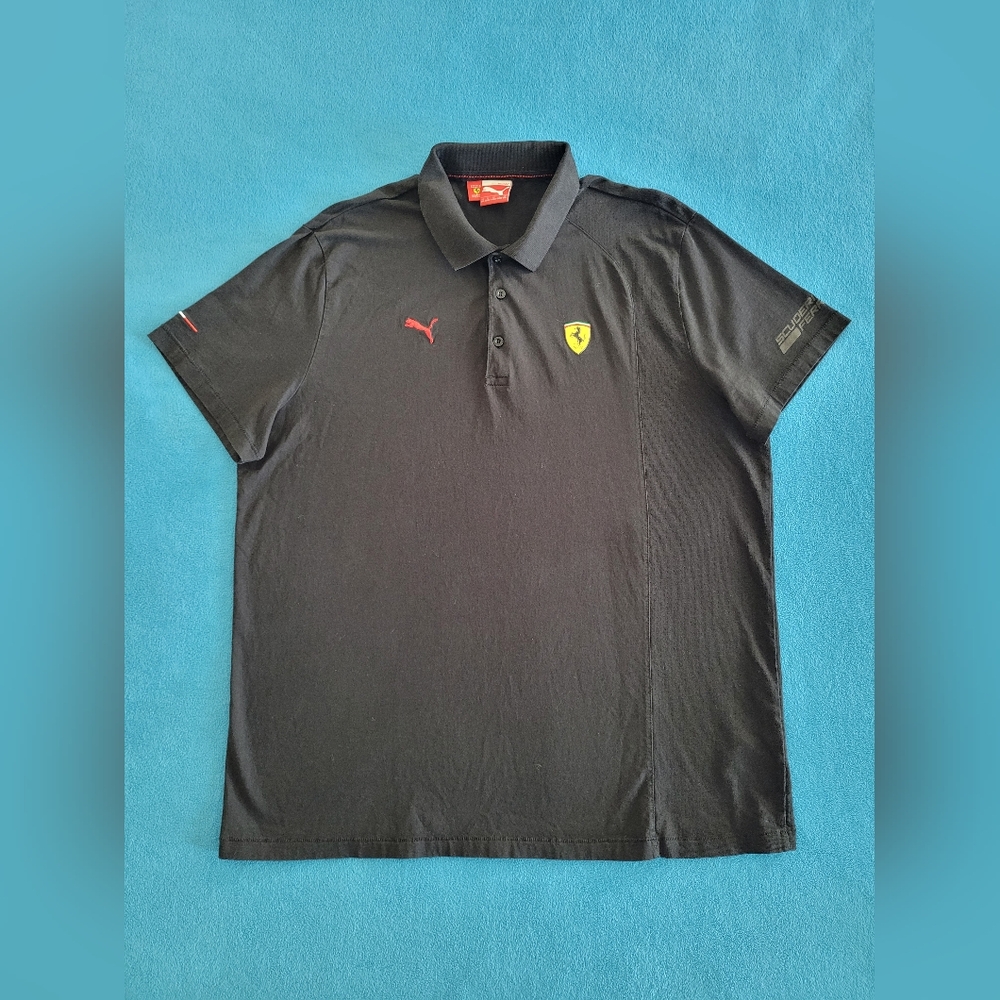 Puma Polo Shirt Adult Mens XXL Black Scuderia Ferrari F1 Short Sleeve 761268